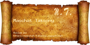 Maschat Taksony névjegykártya